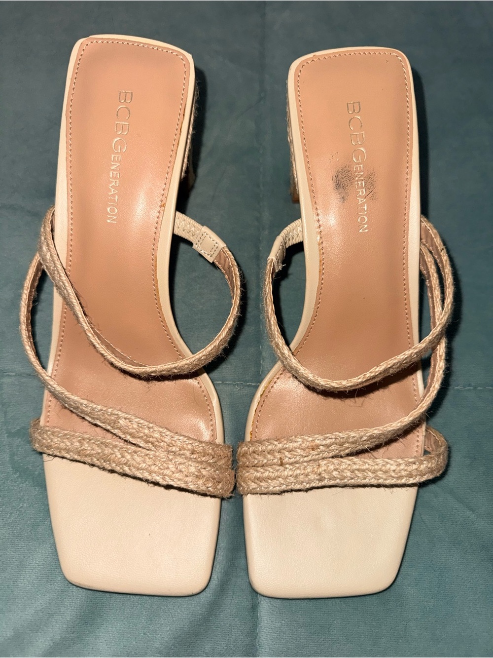 BCBGeneration Women's Beige Braided Strap Sandals